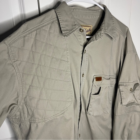 Woolrich Outdoor Guide Collection Khaki Button Up Size Large Shooting Hunting - Picture 2 of 7